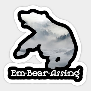 Em-Bear-Assing Fighting Bear With A Green White Forest Tree Fill Sticker